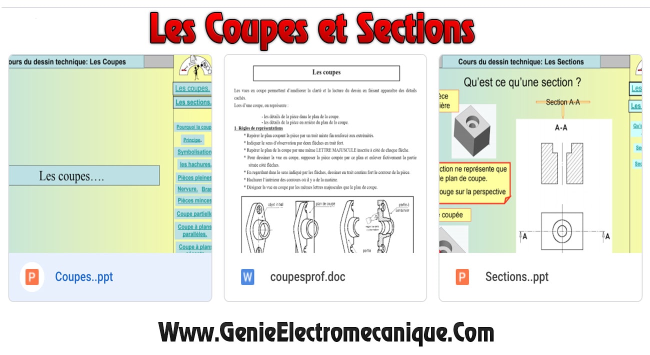 Cours du dessin technique: Les Coupes et Sections Cours du dessin technique: Les Coupes et Sections
